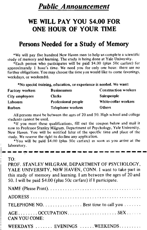 Stanley Milgram : el principio de obediencia